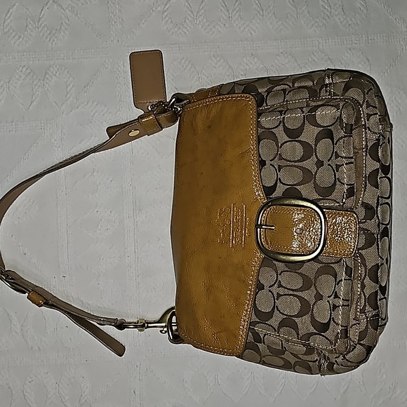 VTG Coach purse Y2K brown and patent leather yellow gold 12562 - Picture 12 of 12